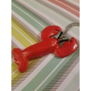 Cherry Red Lobster Beanie Baby Necklace